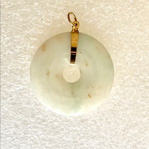 14k Circle Jade Pendant